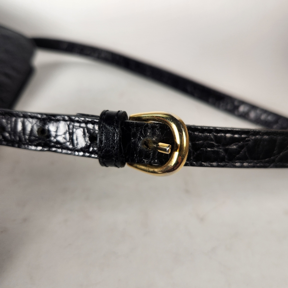 TALBOTS Crossbody Bag Black Leather Charm Inside Zipper Pocket Minimalist Purse - Picture 9 of 16